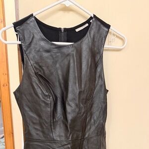 Vintage halogen 100% real leather sleeveless body con dress